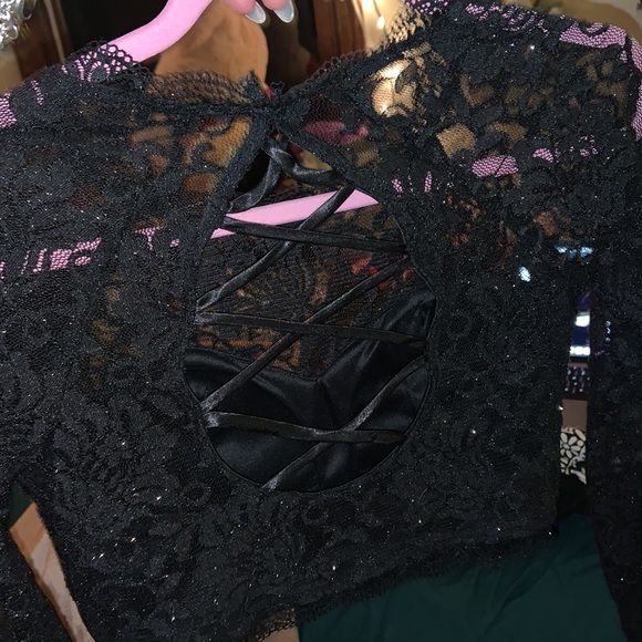 Red and Black Flowered High-Low dress - Picture 3 of 5